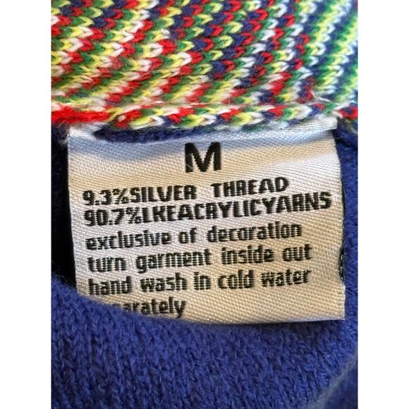 Ugly Christmas Sweater Vest Women M Blue Reindeer Funny Merry Santa Tree Lights - Picture 6 of 7